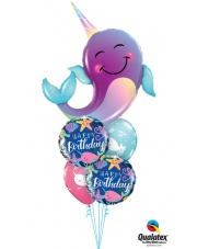 BALONY Z HELEM FRIENDLY NARWHAL BIRTHDAY