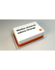 Tort biały prostokątny z logiem  - Orange