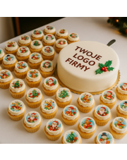 Babeczki świąteczne firmowe z opłatkiem – z logo Twojej firmy